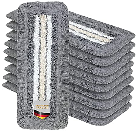 Okaei 10 Stück Wischmopp Bezug (40 cm) - Bodenwischer-Wischbezug für Krankenhäuser & Pflegeeinrichtungen - Wischer-Bezug mit Optimalen Gleiteigenschaften für Ergonomisches Arbeiten - Grau