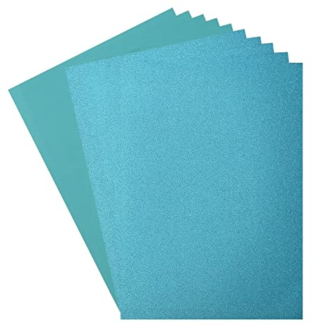 Vaessen Creative 800208-014 Florence Cardstock (216g/m²) & Glitzerpapier (250g/m²), Türkis, DIN A4, 10 Stück, für Scrapbooking, Kartenherstellung, Stanzen und andere Papierbasteleien, Grün