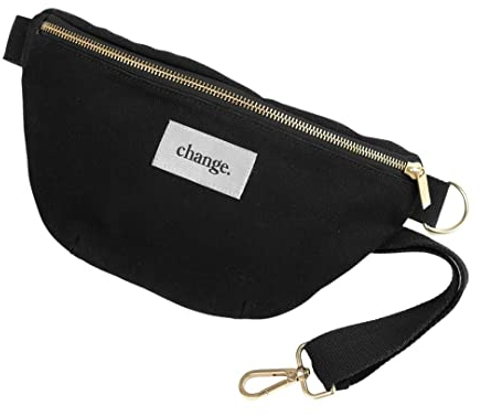 Woodcessories - Bauchtasche Damen Schwarz, Crossbody Bag, Gürteltasche Damen aus Bio-Baumwolle - Change Bum Bag (Schwarz)