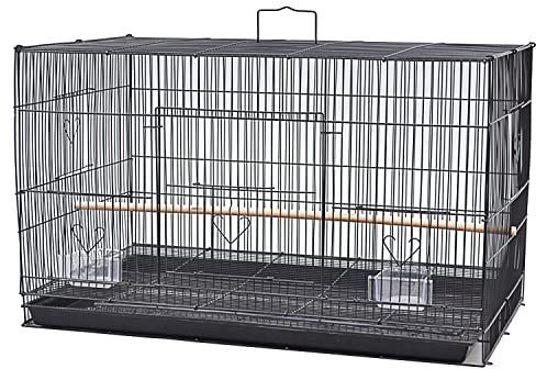 SHISHI Gabbia Voliera per Uccelli, Voliera da Esterno, Voliera Portatile per Parrocchetti Cockatiel Conure Finch Canarini, Gabbia per Uccelli con Posatoi e Mangiatoie (75,5×45×45cm Nero)