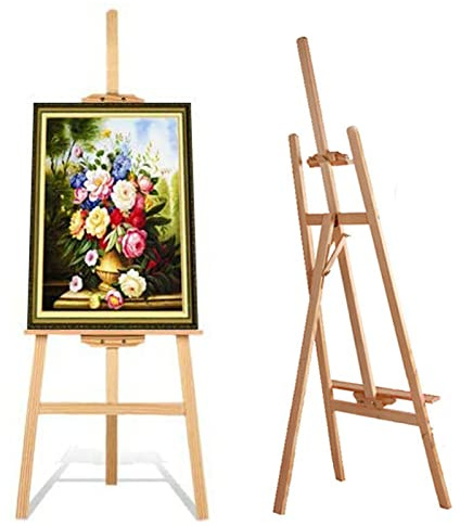 Cavalletto in legno grande 150 cm, telaio ad A in legno regolabile in altezza e angolo, facile da montare, per disegni di nozze