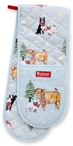 Cooksmart Christmas On The Farm Double Oven Gloves Heat Resistant