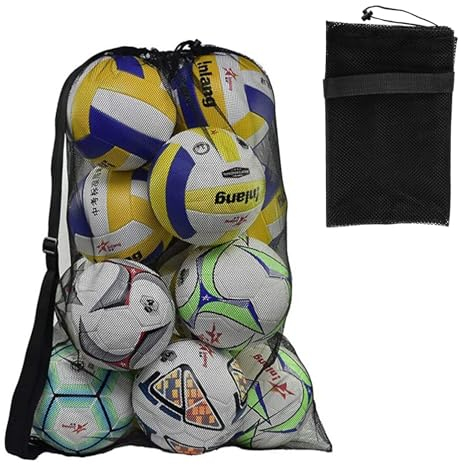 Helweet Ballsack, Balltasche, Netz Balltasche, Fußball Meshbag, Sport Netztasche, Ball Bag, Für Fußball, Basketball, Volleyball, Tennis Und Rugby, Mit Kordelzug Und Schultergurt-Design, 72 x 100cm