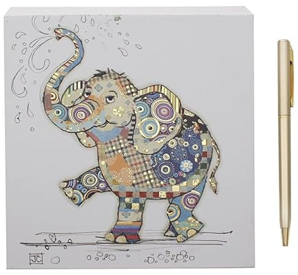 L & P Home & Gifts Lesser & Pavey Bug Art Eddie Elephant Memo Block Pad | Square memo pad, office, home, school