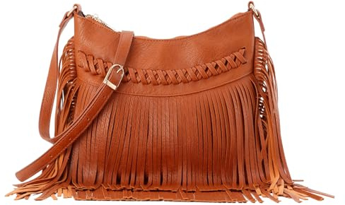 Fecialy Vintage Sacs Hobo à Franges pour Femmes Sac à bandoulière en Cuir PU à Glands Sac à Main à Franges Western