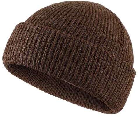 Connectyle Men's Trawler Beanie Hat Thick Warm Winter Fisherman Knit Hat for Women Acrylic Watch Hat Coffee