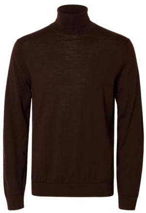 Selected Homme Jersey para Hombre Slhtray LS Knit Merino Roll Neck Noos (1 Unidad), Demitasse, L