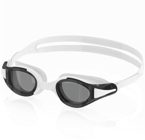 Ambienden Lunettes de Natation, Claire Vision Lunettes de Natation Anti-buée, Protection UV, Joints en Silicone, Ajustements Rapides, Unisexes Pour Adultes-White