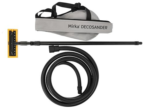 Mirka DecoSander levigatrice con asta telescopica senza polvere per una finitura liscia su pareti e soffitti, cartongesso, lavori di dettaglio/per strisce abrasive 80x230 mm/a strappo