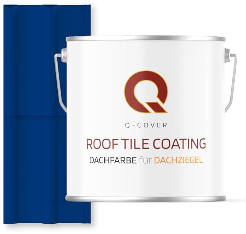 Q-COVER Vernice per tetto, semi-opaca, blu oltremare, RAL 5002, 5 l, resistente alle intemperie, resistente ai raggi UV, elastica, per tegole di cemento, Eternit, ristrutturazione