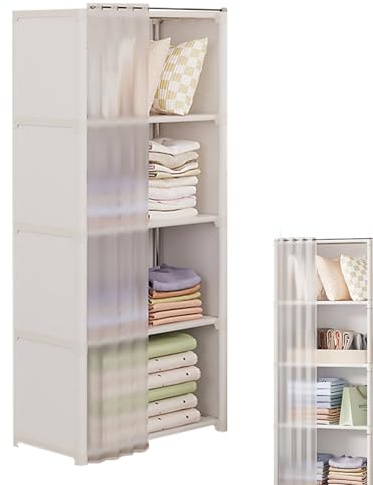 Organizer per vestiti resistente, armadio autoportante, pieghevole, soluzione per camera da letto, dormitorio, scuola, rivestimento in tessuto per protezione dalla polvere, armadio stagionale, piccoli
