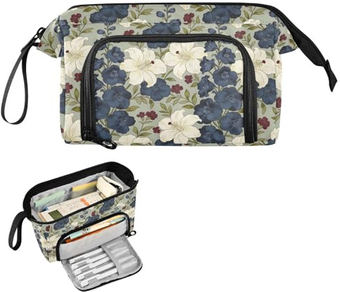 dekor gåva William Morris vit lilja blommor pennfodral stor kapacitet fack pennfodral bärbar för Preppy resa bolsa för lapices