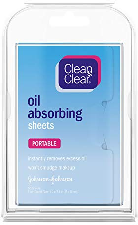 Clean & Clear Oil Absorbing Facial Sheets, Portable Blotting Papers for Face & Nose, Blotting Sheets for Oily Skin to Instantly Remove Excess Oil & Shine, Absorbing Blotting Papers, 50 ct