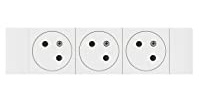 Triple prise de courant 3x2P+T Surface blanc Soluclip pour goulotte Mosaic à clippage direct 6 modules - LEGRAND