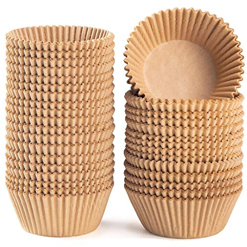 Caperci Standard Natural Cupcake Liners 500 Count, No Smell, Grease-Proof Paper Muffin Liners, Food-grade Baking Cups for Cupcakes, Muffins, Nuts