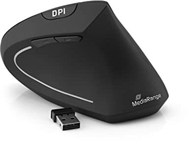 MediaRange 813098 mrs232 - mouse ergonomico per radio, 6 pulsanti, destro/nero/wireless