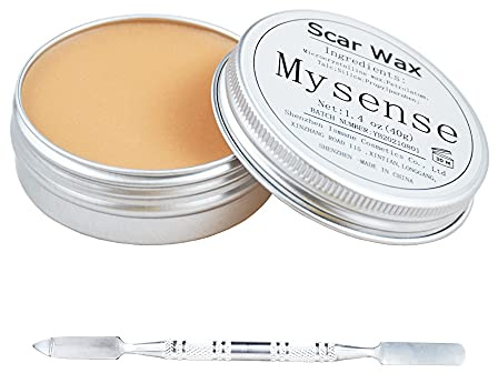 Mysense Scar Wax Kit SFX Make Up Special Effects Fake Molding Wound Skin Wax Body Paint Halloween Set Fake Nose Stage Zombie Cosplay Costume SFX Makeup with Spatula,1.4Oz(40g)