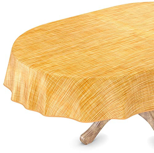 Tischdecke abwaschbar Wachstuch Wachstuchtischdecke Gartentischdecke Leinen-Optik Pflegeleicht Wasserabweisend 280 x 140 cm (Oval) Anthrazit mit Saum