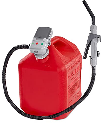 Deway Automatic Fuel Transfer Pump with Nozzle for Flow Control & Stop, Fits Most Gas Cans, Extra Long Hose, for Gasoline, Diesel Fuel & More