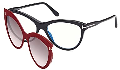 Tom Ford FT 5772-B BLUE BLOCK Damen Brille BLACK/BLUE FILTER BURGUNDY SHADED 55/16/140