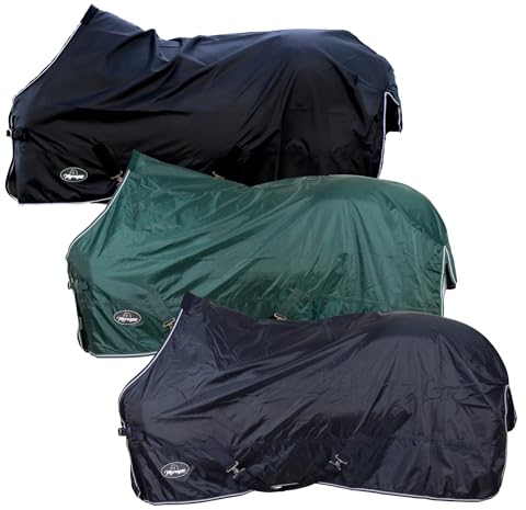 Marengos - Regendecke 420D Economic – leichte Pferdedecke für Regen – atmungsaktiv & wasserdicht – Weidedecke mit Kreuzgurten – Outdoordecke für Pferde – 135 cm in Nachtblau