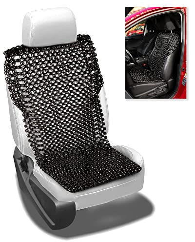 Zento Deals Bead Seat Cover Black Royal Wood Massage Cool Premium Comfort Cushion- Reduces Fatigue The Car or Truck or Your Office Chair
