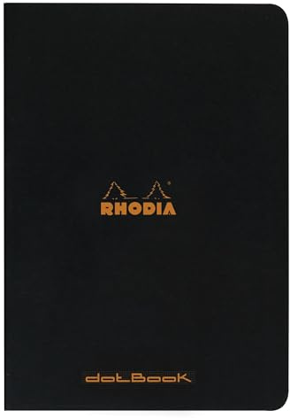 Rhodia 119166Cpack - Set of 10 Black Staplebound Notebooks - A4 - Dotted - 96 pages - 80gsm Clairefontaine White Paper - Waterproof Soft Coated Card Cover