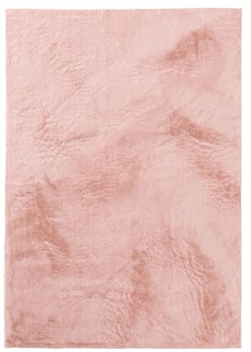 benuta Basic Kunstfaser Fellteppich Furry - Rosa 120x170 cm - Weicher Wohnzimmerteppich - Anti-Rutsch-Rückseite - Waschbar - Für Fußbodenheizung geeignet