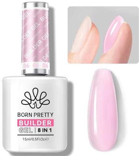 Born Pretty Builder Nail Gel - 8 in 1 Milchig Rosa Klar Quick Builder Gel für Nägel In a Bottle Aufbaugel für Gelnägel Base Top Coat Poly-Nagelgel Verlängerungsgel Verstärkungsgel Nagelkleber