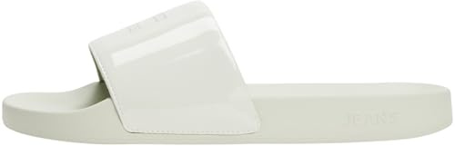 Tommy Jeans Damen Flag Pool Patent En0En02901 Slides, Green (Misty Sage), 39 EU