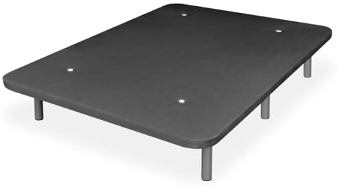 Somnia Descanso - Base Tapizada 3D Extra Resistente con Gran Estabilidad y 5 Barras Transversales + 6 Patas metálicas roscadas de 25cm, 105 x 200, Gris Oscuro