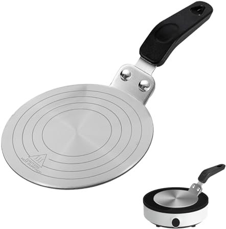 Souruud Adaptateur Induction 13cm attatore Induzione Pentole, Piastra Induzione in Acciaio Inox, Disco Convertitore con Maniglia Isolata Termicamente, Universale Moka Adattatrice a Induzione