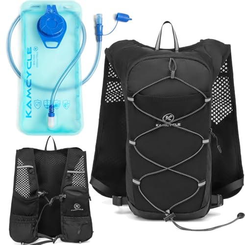 KAMCYCLE Running Hydration Vest Breathable,Hydration Backpack Water Backpack, Lightweight Phone Holder Running Vest ,Reflective Hi Vis for Women & Men (with 2L Bladder)