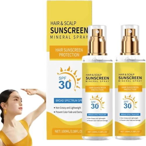 Protector solar en spray para cabello y cuero cabelludo, protector solar en spray con protección UV, protector solar ligero e hidratante para la piel, ideal para senderismo y playa