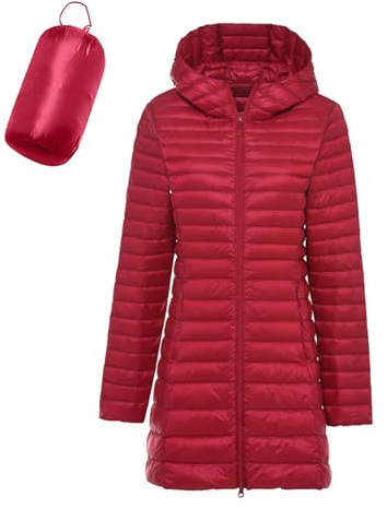 Doudoune Femme Longue à Capuche Impermeable Veste Femme Hiver Legere Doux Pliable Veste Matelassée Chaude Doudounes de Randonnée Anorak Parka Duvet Blouson Mi Saison Manteaux et Blousons Manteau
