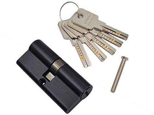 Bombin Cerradura Seguridad,Cilindro Cerradura Segu Todo Latón Negro Cilindro Cerradura De Puerta Seguridad Ventana 70 Mm Sala Estar Seguro Manija Personalizada Clave(Double Open)