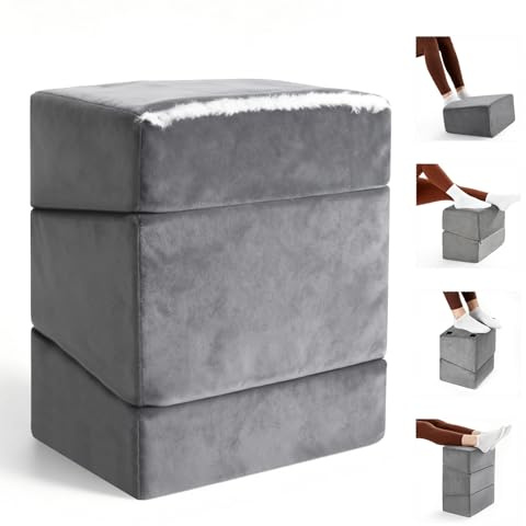 Neulriscn Foot Rest Under Desk, Adjustable Footrest with 3 Optional Height, Ergonomic Foot Stool Footrest Pillow Cushion with Feet Warm Pocket for Office, Home, Working and Gaming