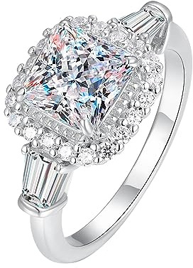 Diamantring, 2ct Princess Cut Moissanite förlovningsringar for kvinnor D-färgade VVS1 diamantringar