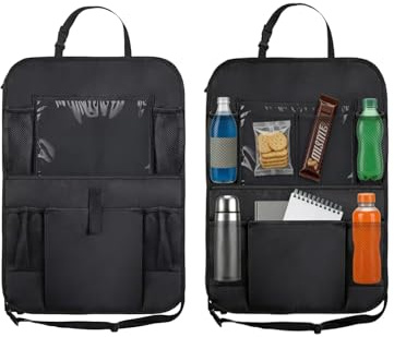 Organizer per Seggiolino auto, 2 Pezzi Protezione Sedile Auto Bambini, Organizer Sedile Posteriore Auto Universale, con Molto Spazio di Archiviazione, per Mantenere Spazio Pulito in Macchina, Ideale