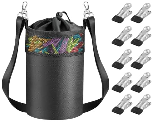 PETERMALLON Borsa per mollette da bucato, 22 x 15 cm, con chiusura a coulisse, per fino a 150 - 200 mollette per biancheria, per riporre mollette per biancheria in interni ed esterni, colore: nero
