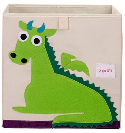 3 Sprouts, Aufbewahrungsbox Kinder mit Deckel, Spielzeugbox für Kallax Regale, Box zur Spielzeugaufbewahrung, Kinder Aufbewahrungsbox Kinderzimmer, Aufbewahrungsboxen für Spielzeug - Drache