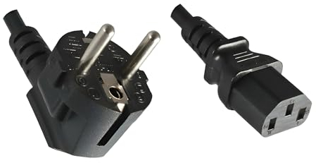 DINIC Stromkabel Netzkabel CEE 7/7 Schutzkontaktstecker auf C13, VDE, (0,50m, schwarz)