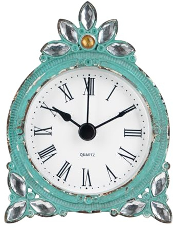 NIKKY HOME Vintage Table Clock with Crystal Shining Rhinestone 3 Inch