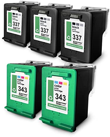 5X Müller Printware Patronen kompatibel für HP 100 150 2570 2575 5940 5950 6304 6305 6310 6313 6315 6318 6940 6980 6985 6988 8030 8049 ersetzt HP 337+343 CMYK