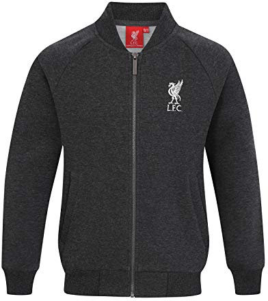 Liverpool FC - Chaqueta deportiva oficial para niño - Estilo béisbol americano - Gris carbón - 4-5 años