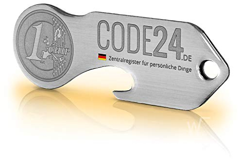 Einkaufswagenlöser ® Münze F6 / Schlüsselanhänger Einkaufschip mit Schlüsselfundservice/Abziehbarer Einkaufswagenchip Metall, Chip Einkaufswagen, Key Finder / 1 Stück