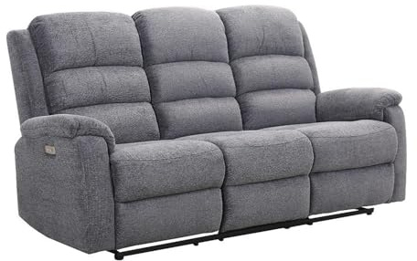 Vente-unique - Divano relax 3 posti Nevers - poliestere - grigio