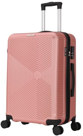 TROLLEY ADC - Valise Cabine 55x34x23 - Rigide, Légère 2,5 Kg - 39 litres - 4 Doubles Roues Silencieuses - Maniable, Pratique et Étanche - Collection Luton Superfly - Rose Gold