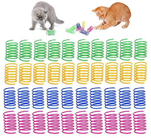 GEFIRE 40 Stück Cat Spring Spielzeug, Interaktives Spirale Katzenspielzeug, Bunte Katzenspielzeug, dauerhaft Spirale Katzen Spielzeug, für Katze Kätzchen Haustiere Neuheit Geschenk (4 Farben)