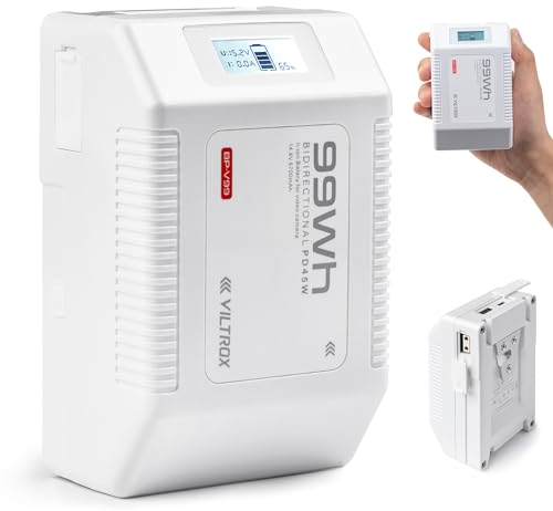 VILTROX V-Mount Akku 6700mAh 99Wh14,8 V, V-Lock Akku unterstützt PD USB-C-Schnellladegerät, mit D-TAP Typ-A Typ-C OLED Bildschirm für Li-Ionen Akku für Kamera, DSLR, Camcorder, Monitor, Licht
